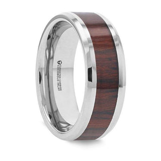 PRESLEY Tungsten Carbide Ring with Rich Cocobolo Wood Inlay – 8mm - Thorsten Rings