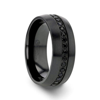 TALON Black Titanium Ring with Black Sapphires - 6mm - 8mm - Thorsten Rings