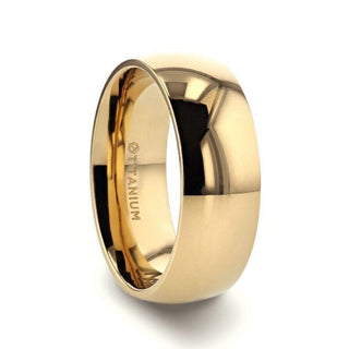 VANNA Traditional Domed Gold Plated Titanium Wedding Ring - 8mm - Thorsten Rings