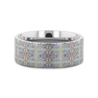 RADIANCE Flat Titanium Ring with Engraved Cross Pattern - 8mm