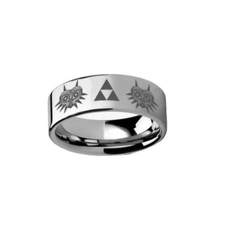 Legend of Zelda Majora Mask Triforce Tungsten Carbide Engraved Ring - 2mm - 12mm - Thorsten Rings