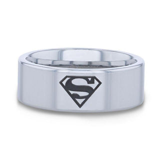 Superman Symbol Hero Tungsten Engraved Ring - 2mm - 12mm - Thorsten Rings