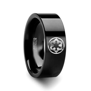 Sith Imperial Emblem Star Wars Black Tungsten Engraved Ring - 2mm - 12mm - Thorsten Rings