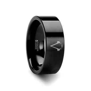 Assassins Creed Super Hero Black Tungsten Engraved Ring Jewelry - 2mm - 12mm - Thorsten Rings