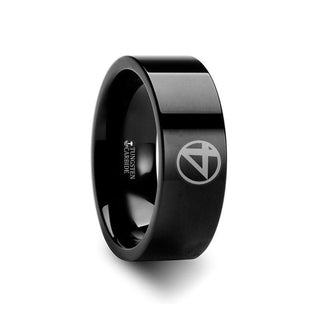 Fantastic Four Symbol Super Hero Black Tungsten Engraved Ring Jewelry - 2mm - 12mm - Thorsten Rings