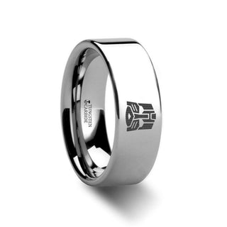 Transformers Autobots Symbol Hero Polished Tungsten Engraved Ring Jewelry - 2mm - 12mm - Thorsten Rings