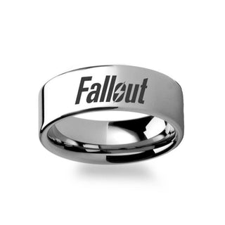 Fallout 4 Post Apocalyptic Nuclear Role Playing Game Symbol Polished Tungsten Engraved Ring Jewelry - 2mm - 12mm - Thorsten Rings