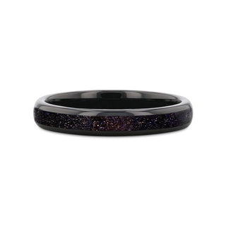 ASTRUM Black Tungsten Ring with Crushed Blue or Purple Goldstone Inlay - 4mm - Thorsten Rings