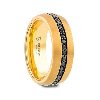 Auryn Gold Plated Tungsten Ring with Black Sapphires - 8mm - Thorsten Rings