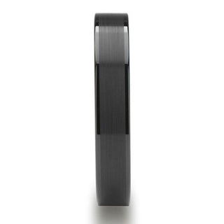 OCTAVIUS Flat Black Ceramic Ring with Brushed Center & Polished Edges - 4mm - 12mm - Thorsten Rings