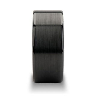 OCTAVIUS Flat Black Ceramic Ring with Brushed Center & Polished Edges - 4mm - 12mm - Thorsten Rings