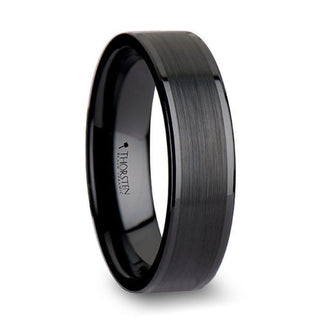 OCTAVIUS Flat Black Ceramic Ring with Brushed Center & Polished Edges - 4mm - 12mm - Thorsten Rings