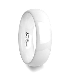 IVORY Domed Polish Finished White Ceramic Ring - 6mm & 8mm - Thorsten Rings