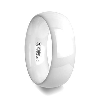 IVORY Domed Polish Finished White Ceramic Ring - 6mm & 8mm - Thorsten Rings