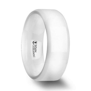 GLACIER White Ceramic Wedding Band with Beveled Edges and Polished Finish - 6mm & 8mm - Thorsten Rings