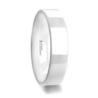 LUCENT Flat Polish Finished White Ceramic Wedding Ring - 6mm & 8mm - Thorsten Rings