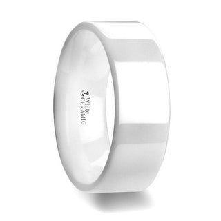 LUCENT Flat Polish Finished White Ceramic Wedding Ring - 6mm & 8mm - Thorsten Rings