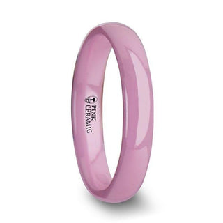 CORAL Domed Polish Finish Pink Ceramic Ring - 4mm - Thorsten Rings