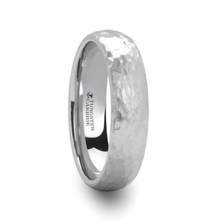 CHANDLER Domed Hammered Finish White Tungsten Ring - 6mm or 8mm - Thorsten Rings