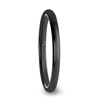 ATTOR Domed Brush Finished Black Ceramic Wedding Band - 2mm - 12mm - Thorsten Rings