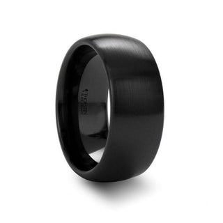 ATTOR Domed Brush Finished Black Ceramic Wedding Band - 2mm - 12mm - Thorsten Rings