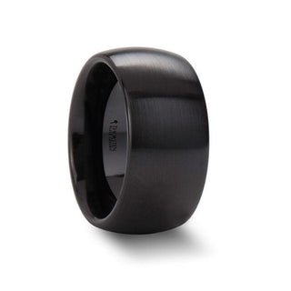 ATTOR Domed Brush Finished Black Ceramic Wedding Band - 2mm - 12mm - Thorsten Rings