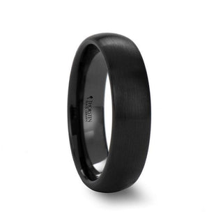 ATTOR Domed Brush Finished Black Ceramic Wedding Band - 2mm - 12mm - Thorsten Rings