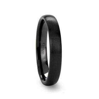 ATTOR Domed Brush Finished Black Ceramic Wedding Band - 2mm - 12mm - Thorsten Rings