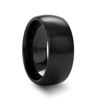 ATTOR Domed Brush Finished Black Ceramic Wedding Band - 2mm - 12mm - Thorsten Rings