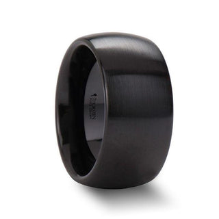 ATTOR Domed Brush Finished Black Ceramic Wedding Band - 2mm - 12mm - Thorsten Rings