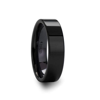 FRAENER Flat Polish Finished Black Ceramic Wedding Ring - 2mm - 12mm - Thorsten Rings