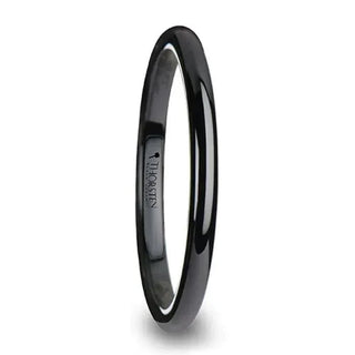 LAUREEN Black Domed Shaped Ceramic Wedding Ring for Her - 2 mm - Thorsten Rings