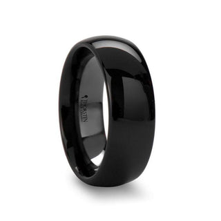 LAUREEN Black Domed Shaped Ceramic Wedding Ring for Her - 2 mm - Thorsten Rings