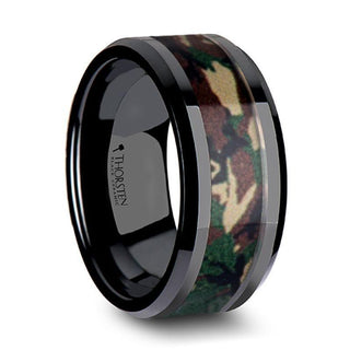 RANGER Black Ceramic Ring Military Style Jungle Camo - 10mm - Thorsten Rings