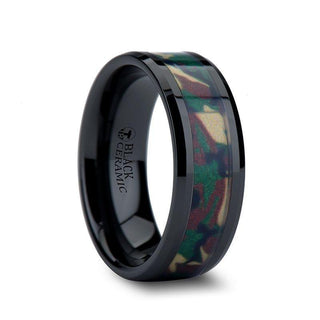 RANGER Black Ceramic Ring Military Style Jungle Camo - 10mm - Thorsten Rings