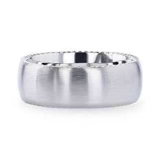 DYNAMO Domed Brushed Finish Cobalt Men's Wedding Ring With Rope Patterned Edges - 8mm - Thorsten Rings