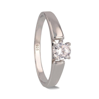 Solitaire Engagement Band with Cubic Zirconium Stone - 2mm - Thorsten Rings