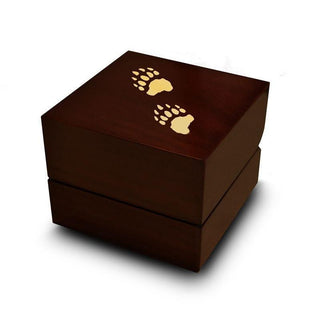 Bear Paw Tracks Engraved Wood Ring Box Chocolate Dark Wood Personalized Wooden Wedding Ring Box - Thorsten Rings