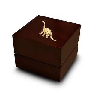 Apatosaurus Dinosaur Engraved Wood Ring Box Chocolate Dark Wood Personalized Wooden Wedding Ring Box - Thorsten Rings