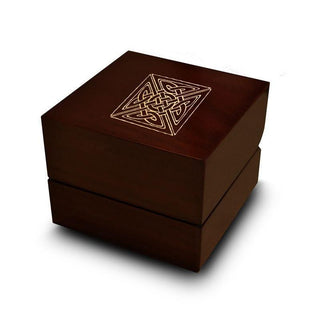 Intricate Celtic Knot Engraved Wood Ring Box Chocolate Dark Wood Personalized Wooden Wedding Ring Box - Thorsten Rings