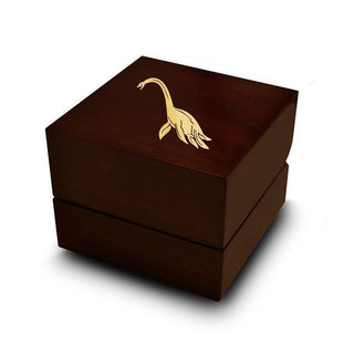 Plesiosaurus Dinosaur Engraved Wood Ring Box Chocolate Dark Wood Personalized Wooden Wedding Ring Box - Thorsten Rings