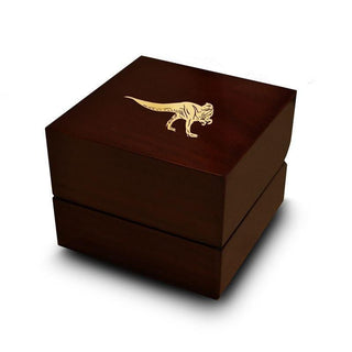 Tyrannosaurus Rex Dinosaur Engraved Wood Ring Box Chocolate Dark Wood Personalized Wooden Wedding Ring Box - Thorsten Rings