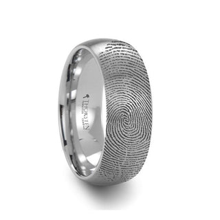 Fingerprint Ring Engraved Domed Tungsten Ring Brushed Ring- Perseus - 4mm - 12mm - Thorsten Rings