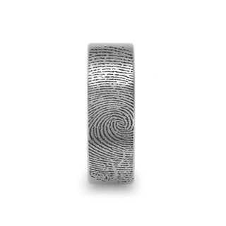 Fingerprint Engraved Flat Pipe Cut Tungsten Ring Brushed Ring - Mercury - 4mm - 12mm - Thorsten Rings