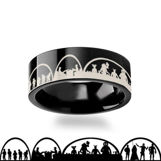 Mos Eisley Cantina A New Hope Star Wars Greedo and Han Solo Black Tungsten Engraved Ring - 4mm - 12mm - Thorsten Rings