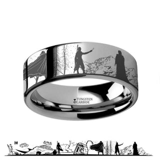 Star Wars Force Awakens Scene Jakku Luke Skywalker Rey Kylo Ren Scene Tungsten Carbide Engraved Ring - 4mm - 12mm - Thorsten Rings