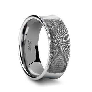 Fingerprint Engraved Concave Tungsten Ring Polished - Washington - 4mm - 8mm - Thorsten Rings