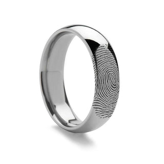 Fingerprint Ring Sterling Silver 925 Engraved Domed Band - 4mm & 8mm - Thorsten Rings