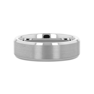 SHEFFIELD Flat Beveled Edges Tungsten Ring with Brushed Center - 4mm - 12mm