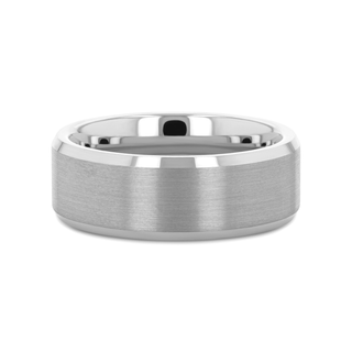 SHEFFIELD Flat Beveled Edges Tungsten Ring with Brushed Center - 4mm - 12mm